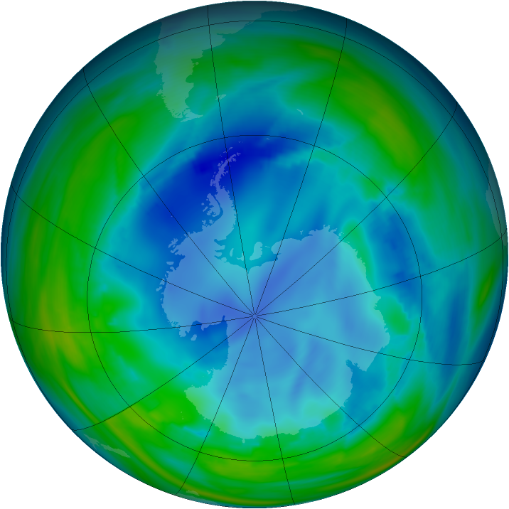 Antarctic ozone map for 05 August 2006